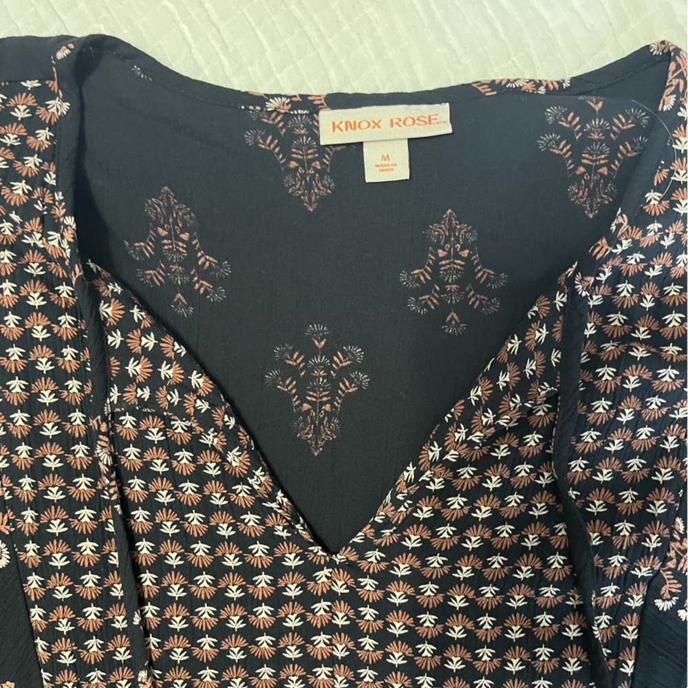 Knox Rose Boho Patterned Long Sleeve Dress - Picture 2 of 6